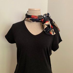 Multi-colored Print Scarf Black, Red, Tan